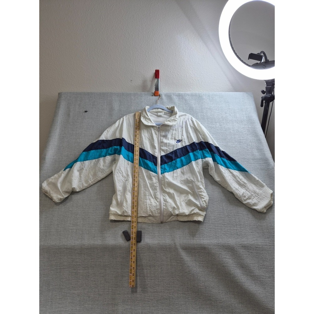 Nike Track Jacket Mens White Blue Chevron Stripes Full Zip Windbreaker Winter